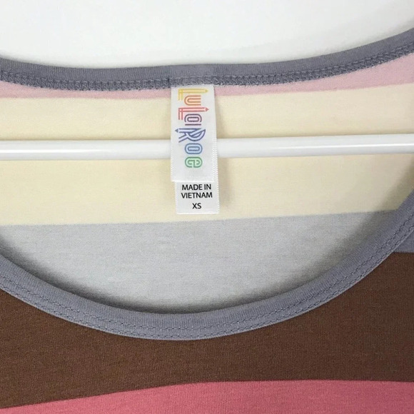 Lularoe Wide Striped Tunic T-shirt High Low Tee Womens Size XS Top Pink Blue EUC - Picture 4 of 6